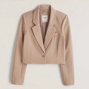Abercrombie & Fitch Vegan Leather Cropped Blazer
